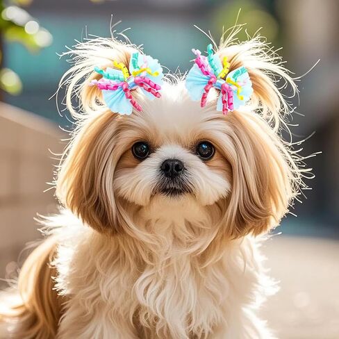 choyaxo 20pcs Pink Dog Bows Dog Bow with Rubber Bands Puppy Hair Bows Mix Style Flower Bow for Dog Cat in Saudi Arabia