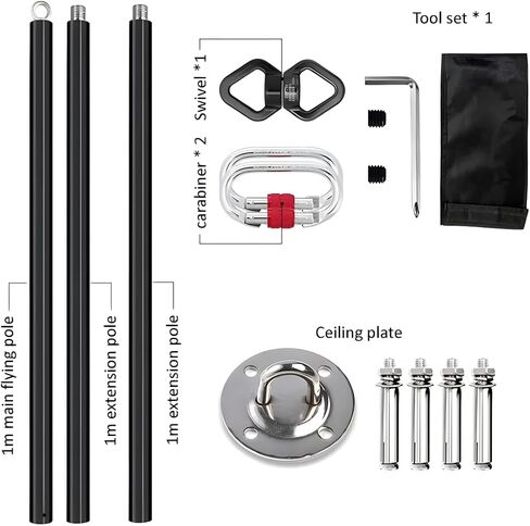 Dreamlin 9.8ft/3m Aerial Flying dance Pole Portable Suspension Yoga Fitness Tube Hanging Rotary Silicone Steel Dancing Pole GYM Equipment for Home in Kuwait