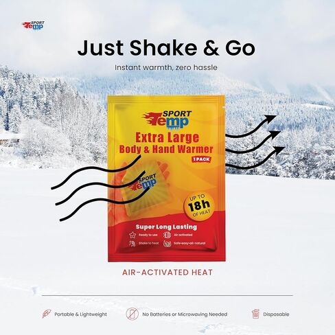 Hand Warmers - Up to 11 Hours of Heat, Super Long Lasting - Easy, All Natural - Air Activated, for Body, Hands & Toes - Odorless Hot Hand Warmer - Sport Temp in Kuwait