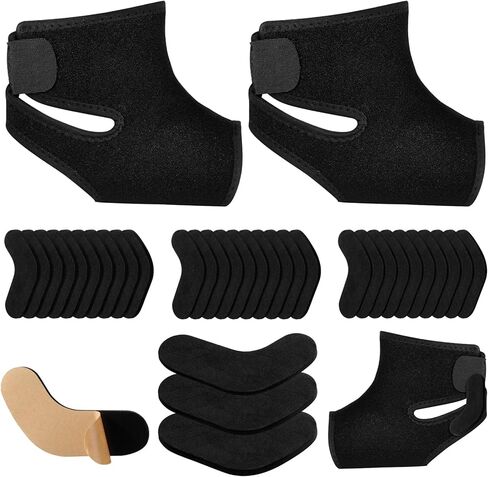 2 Pcs Ski & Snowboard Boot Fitting Liner Sleeve with 30 Pack J Bars Fitting Pads, 3 Sizes Self-Adhesive Foam Padding, Reduce Heel Lift and Ankle Blisters for Skiing Snowboarding in Kuwait