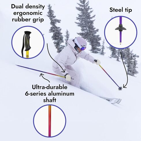 Ski Poles for Adults by Glory Poles - Ultra Durable Downhill 6 Series Aluminum Shaft Ski Poles for Men and Women - Snow Skiing Gear for All Mountain, Free Style Skiing in Saudi Arabia