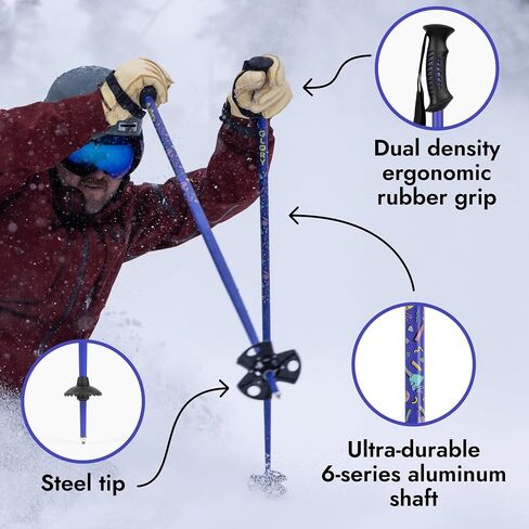 Ski Poles for Adults by Glory Poles - Ultra Durable Downhill 6 Series Aluminum Shaft Ski Poles for Men and Women - Snow Skiing Gear for All Mountain, Free Style Skiing in Saudi Arabia