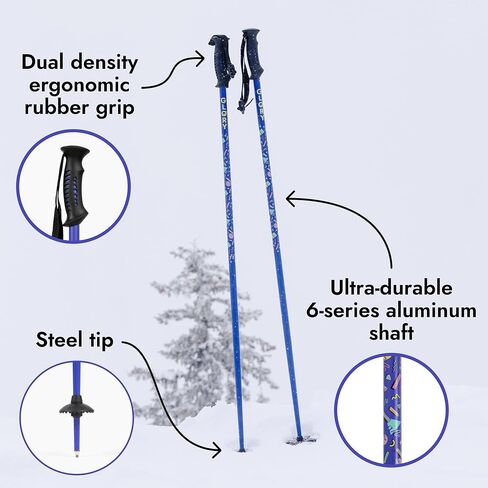 Ski Poles for Adults by Glory Poles - Ultra Durable Downhill 6 Series Aluminum Shaft Ski Poles for Men and Women - Snow Skiing Gear for All Mountain, Free Style Skiing in Saudi Arabia