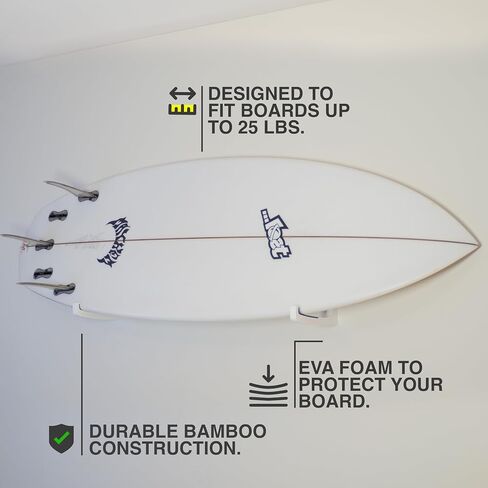 Surfboard Rack Wall Mounted | fits Shortboards, Fishes, and Midlength Surfboards | Bamboo Construction | Hardware Included (Bamboo - Oil Finish) in Saudi Arabia