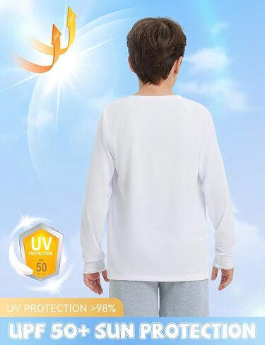 BALEAF Boy's Sun Shirts UPF 50+ Rash Guard UV Protection Swim Tops Quick Dry Lightweight Long Sleeve Clothing in Saudi Arabia
