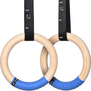 PACEARTH Gymnastics Rings Wooden Olympic Rings 1500/1000lbs with Adjustable Cam Buckle 14.76ft Long Straps with Scale Non-Slip Gym Rings for Home Gym Full Body Workout