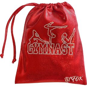 LIL'FOX 8"x10" Drawstring Gymnastics SMALL GRIP BAG 26x20cm - Lightweight Bag for Personal Equipment - Shiny Foil Rhinestones