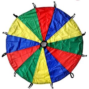 GSi Kids Play Parachute 24 Ft, 30Ft, 35Ft Toy with Handles and Carry Bag for Cooperative Play and for Upper-Body Strength | Multi-Colored