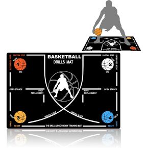 Portable Basketball Footwork Training Mat,31.5Inch X 47.2 Inch Agility Footstep Training Mat, Basketball Pads for Training for All Levels, Non-Slip Silent Equipment to Improve Speed, Strength and Coordination
