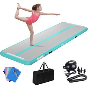 Air Mat Tumble Track 4 inches Thickness Inflatable Gymnastics Mat for Home Use/Training/Cheerleading/Yoga 10/13/16/20ft with Electric Air Pump