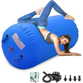 Air Roller Gymnastics Barrel Inflatable Tumbling Roller Air Mat Octagon Mat with Electric Air Pump for Backhandspring Training Cheerleading Home Use