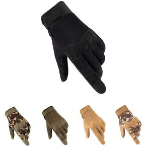 HYCOPROT Full Finger Gloves, Touch Screen Knuckle Protective Breathable Lightweight Outdoor Gloves for Shooting, Hunting, Motorcycling, Climbing