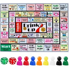 Drinking Board Games for Adults, Rubber Mat Land Drinking Board Game, Funny Party Interactive Drinking Games for Game Night, Birthday, Family Play or Any Occasion, Age 21+, 2-8 Players