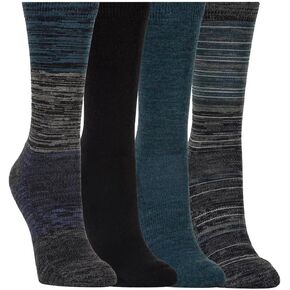 KIRKLAND Signature Ladies' Extra-Fine Merino Wool Crew Socks, Blue, 4 Pairs