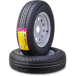 Trailer Tire Wheel Assembly ST235/85R16 12-Ply F 127M 8 Lug on 6.5" PCD Silver Mod Rim,SET 2