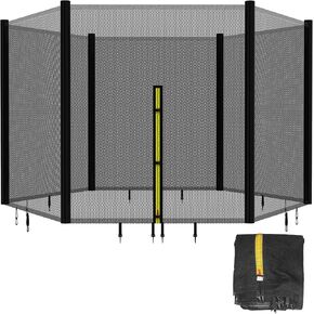 Trampoline Safety Net,10 12 14FT Weather-Resistant Replacement Enclosure Net for Round Frame, with Double-Headed Zippers,Protection Buckles & Enhanced Hook
