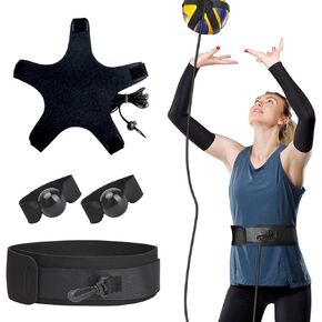 TOBWOLF Volleyball Training Equipment Aid, Elastic Self-Training Volleyball Resistance Band with Adjustable Waist Belt & Ball Pouch & Hand Strap for Practicing Serving, Spiking, Arm Swing Passing