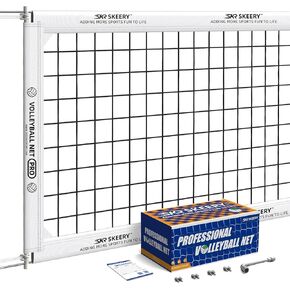 Professional Volleyball Net,Volleyball Net Official Size 32×3.3FT,Equipped with Double Steel Cables with 3.3FT Double Side Bars,Portable Volleyball Net for Backyard,School,Courts(PRO)