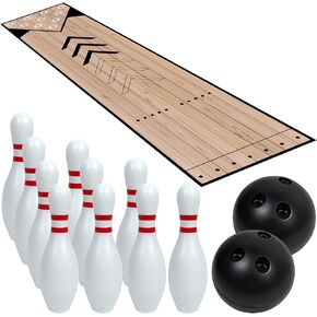 Mini Bowling Set, Indoor & Outdoor Home Bowling Set, Bowling Alley Set with Lane, Bowling Pins & Ball Set, Full Bowling Alley Set for Family & Friends