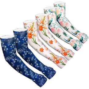 3 Pairs Garden Sleeves for Women,Farm Sun UV Protection Cooling Flexable Strachable Soft Long Sleeves to Cover Arms with Thumb Hole for Gardening, Farming Work,Outdoor Activities and Sports