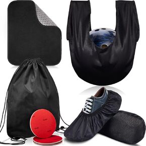 8 Pcs Bowling Shoe Protector Covers Bowling Ball Seesaw Microfiber Bowling Ball Polisher Bowling Ball Towel Bowling Sanding Pads with Storage Bag Bowling Accessory Kit for Bowling Sport Equipment
