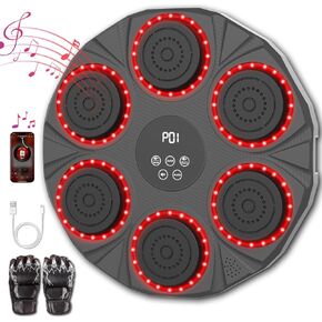 Music Boxing Machine Bluetooth Wall Mounted Boxing Machine with Boxing Gloves Upgraded 6 Boxing Target LED Punching Trainer Electronic Musical Boxing Machine for Adults Kids, Boxing Workout Equipment