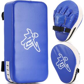 WUWEOT 2-in-1 Punching Mitts Kick Pack Set, Boxing Mitts Focus Pads and Taewondo Kick Pad, Thai Pads Karate Kick Pads, Martial Arts MMA Punching Mitts Kicking Boxing Shield Training for Men Women Gym
