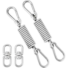 QWORK 304 Stainless Steel Punching Bag Hanger Set, 2 Pcs, Supports Up to 551lbs with 360° Swivel Hook, Indoor & Outdoor Versatility, High Stability & Corrosion Resistance