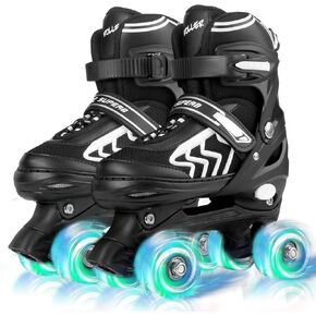 Kids Roller Skates for Boys Girls Children Beginners, 4 Sizes Adjustable Roller Skates for Youth Big Kids for Outdoor Indoor Sports