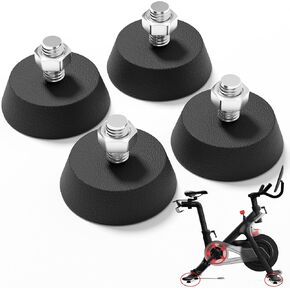 (4 Pack)Upgrade Stainless Steel 3/8" Leveling Screws, for Peloton Exercise Bike Support Foot Pad, Anti-Slip Shock-Absorbing, Sound-Proof Rubber Spin Bike Foot Pads, for Peloton Bike Replacement Parts
