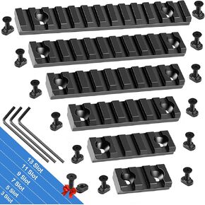 Aluminum Single Picatinny Rails Set 3 5 7 9 11 13 Slot for Mloc with 13 T-Nuts & 13 Screws & 3 Allen Wrench - Black
