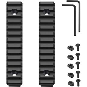 13 Slot Mlock Single Picatinny Rail Mount Section with 5 T-Nuts & 5 Screws & 2 Hex Wrench, Black - 2 Pack