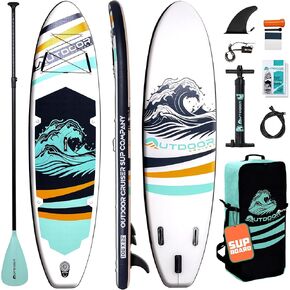 OutdoorCrusier Ultra-Portable Inflatable Stand-Up Paddle Board, Lightweight & Stable with Non-Slip Design, Complete SUP Accessories, Durable Drop-Stitch Material- Aqua