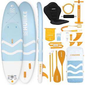Inflatable Paddle Board with Premium Accessories - HUIIKE | Inflatable Paddle Boards for Adults with 2-in-1 Paddle, Kayak Seat | Stand Up Paddle Board Inflatable Great Stability Resistance | Sup Board