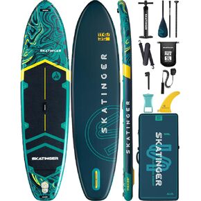 11'6×35" Super Wide Inflatable Stand Up Paddle Board, Ultra Stable Wide SUP for 2+1 People/Family/Big Size w/Shoulder Strap, 100L Backpack, All-Round Sup Board, US Fin