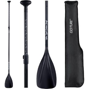 Goture Carbon Fiber Paddles Lightweight, SUP Paddles, Adjustable Carbon Shaft 3-Piece, 67’’ - 85’' Stand-up Paddle Oars for Paddleboards with Carrying Bag