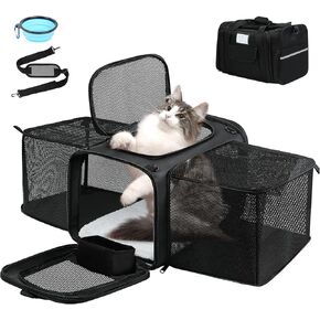 Pet Carrier Airline Approved, Expandable Pet Cat Carriers with Wheels for Dogs, Airline Approved Cat Dog Carrier, TSA Approved Pet Carrier in Cabin, Pet Dog Cat Carrier Soft, Cat Travel Carrier(Grey)