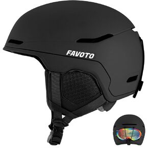 Favoto Ski Helmet Black - Snowboard Helmet for Adult, Winter Sports Helmet for Snowboarding, Cycling, Snowmobile Windproof Helmet