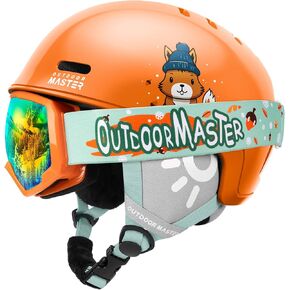 OutdoorMaster Kids Ski Helmet and Goggles Set, Snowboard Helmet, Durable PC Shell & EPS Foam, Snow Helmet 12 Cooling Vents, Dial Fit Skiing Helmet, Safety-Certified Snow Sport Helmets for Boys & Girls