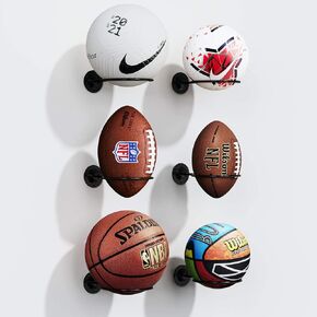 Basketball Holder Wall Mount, Ball Holder Wall Mount, Ball Display Wall Storage for Basketball, Soccer Ball, Volleyball, Football, Rugby