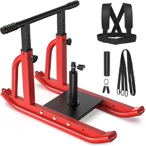 Weight Sled, Heavy-Duty Push Pull Sled, Adjustable Height Handle, Workout Fitness Sled for Training- Running Speed, Agility, Soccer, Football, Strength, Crossfit- Suitable for 1" & 2" Plates