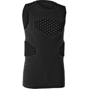 DEVOROPA Youth Boys Football Baseball Padded Compression Shirt Chest Protector Softball Lacrosse Rib Heart Sternum Guard