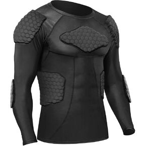Mens Padded Compression Shirt Football Rib Protectors - Mens Long Sleeve Padded Football Shirt Protective Gear Chest Rib Protectors