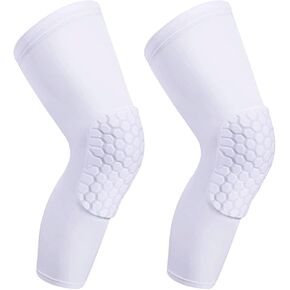 Laiiqi Compression Knee Pads Leg Sleeve, Hex Knee Pads for Basketball Honeycomb Anti Collision Knee Pads Long Kneepads Non-Slip Football Knee Pads for Youth Adult