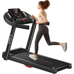 جهاز سير منزلي قابل للطي من CURSOR FITNESS مع مستشعر نبض، 2.5 حصان هادئ بدون فرشاة، 7.5 ميل في الساعة، سعة 265 رطل