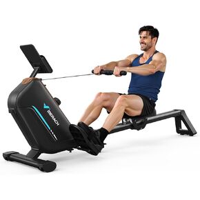 MERACH Rowing Machines for Home, Powerful Electromagnetic Row Machine with 51.2" Extended Rail, 16-Level Handle Resistance Adjustment Rower, 350 LBS Load Capacity, Ergonomic Comfort Seat, Easy Storage