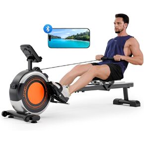 Dripex Rowing Machines for Home Use, Rowing Machine Max 350 LBS, Magnetic Rower with 16 Levels of Workout Resistance, Dual Slide Rail, Bluetooth App Supported, LCD Monitor,Row Machine for Gym Exercise