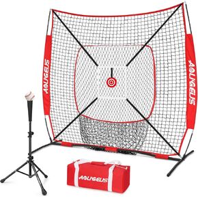 6'X6' Baseball Softball Practice Net,Pitching Net,Batting Net,with Batting Tee,Bonus Strike Zone Target and Bow Frame,for Hitting,Pitching,Catching