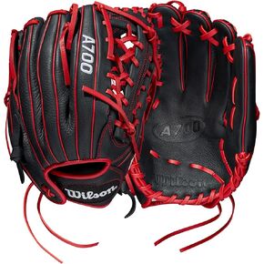 Wilson 2022 A700 12" Outfield Baseball Glove - Black/Red, Left Hand Throw