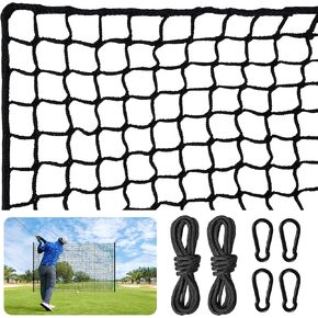 Nylon Golf Net 10/15/20/25/30/40/50ft,Golf Practice Net with Rope and Carabiners,Durable Golf Hitting Net,Weatherproof Golf Netting,Practice Barrier Nets for Golf, Baseball, Hockey, Soccer